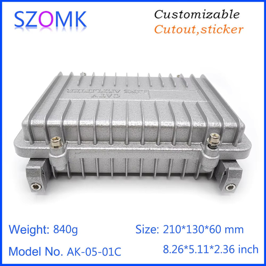 SZOMK Aluminium Gehäuse IP68 wasserdichtes Anschlussgehäuse für Elektronik in Silber B/T/H: 21,0 x 13,0 x 6,0 cm - Bild 2
