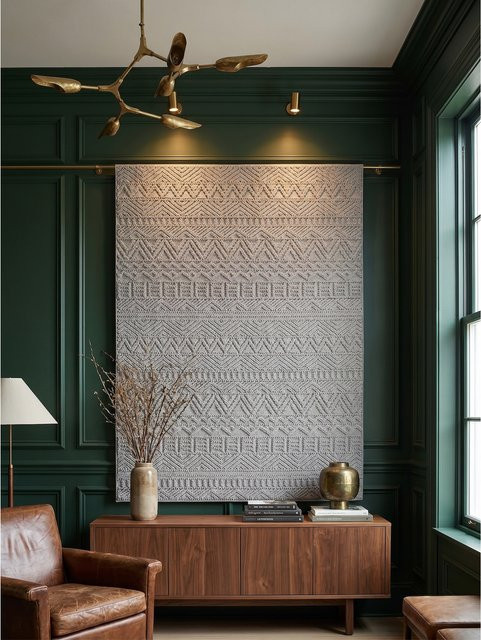 Flachgewebe-Teppich Kadima Design Ethno Silber Grau mit Streifen B/B/H: 200 x 290 cm - Bild 1