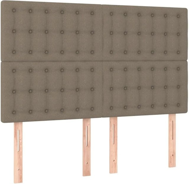 vidaXL Kopfteil Polsterteil in Taupe/Beige aus Stoff und Holz, Breite: 144 cm, Tiefe: 5 cm, Höhe: 118 bis 128 cm - Bild 1