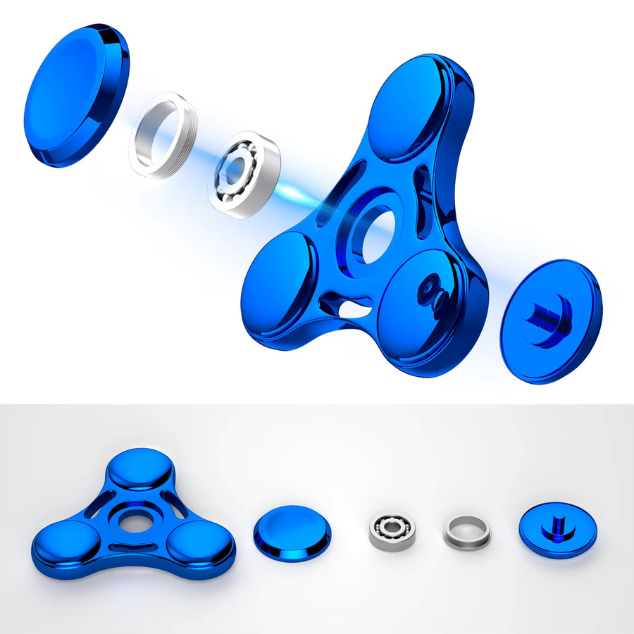 Runwhale Metall Fidget Spinner in Blau als EDC Anti Stress Spielzeug für Erwachsene und Kinder - Bild 3