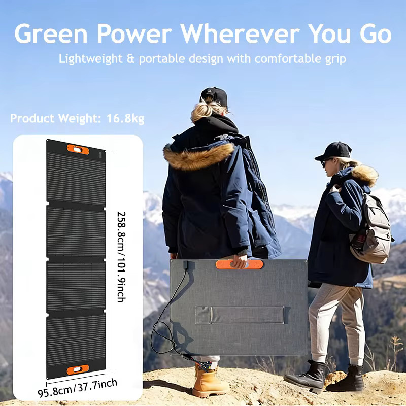 CHUBAN Tragbares Solarpanel 420W, faltbares Solarmodul mit verstellbarem Ständer, IP68 wasserdicht, Schwarz - Bild 2