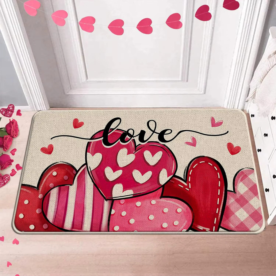 VIKAMA Herzförmiger Küchenteppich in Rot für Valentinstag und Hochzeit - Bild 2