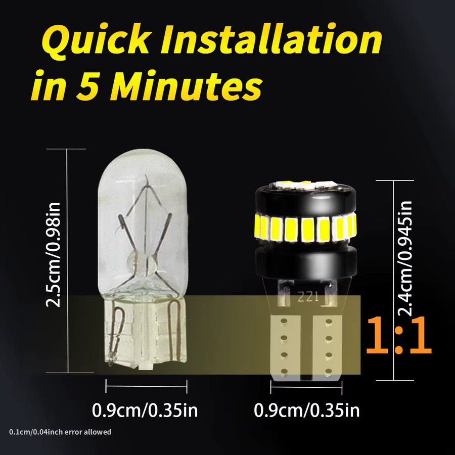 2er-Set Canbus T10 W5W LED Lampen mit 24 Chips für ultra helle 360 Grad Beleuchtung im Auto für Blinker von p2max - Bild 4