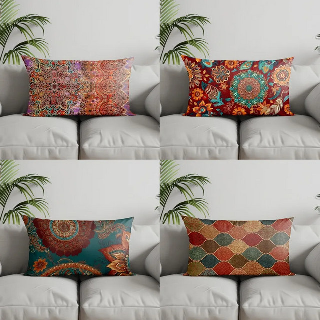 VIKAMA Bohemian Mandala Kissenbezug in Multicolour, abnehmbarer und waschbarer Kissenbezug im Retro-Nationalstil für dein Sofa oder Schlafzimmer - Bild 1