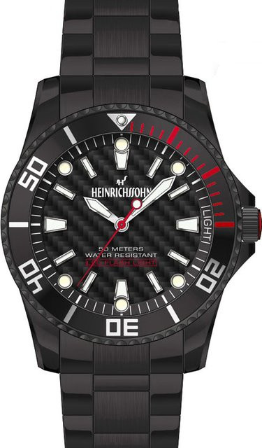 HEINRICHSSOHN Herrenuhr, Quarz, Edelstahl, Schwarz, 44 mm - Bild 1