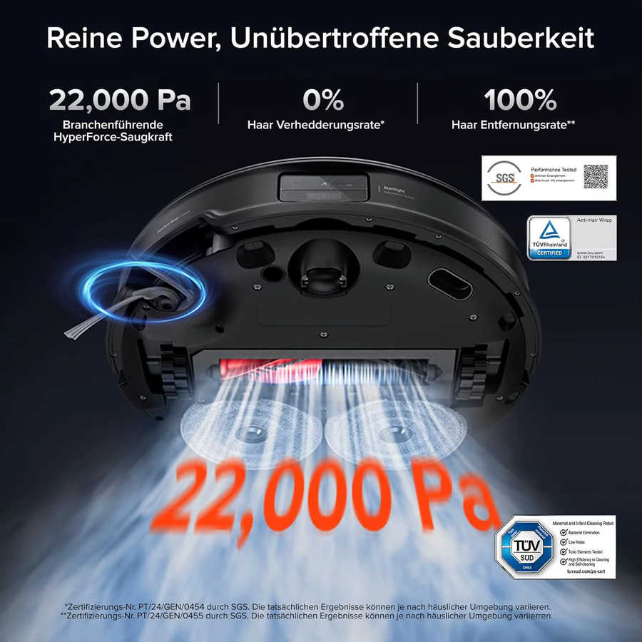 Roborock Saros 10R Saug-Wischroboter Schwarz mit Hebarem Wischmopp, Ultra-Slim Design 7,98 cm, StarSight System 2.0 und Zero-Tangle Technologie - Bild 3