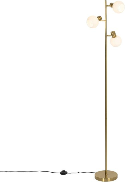 QAZQA Stehleuchte Anouk in Gold mit weißem Opalglas, 3-flammig, dimmbar und verstellbar im Art-déco-Stil - Bild 1