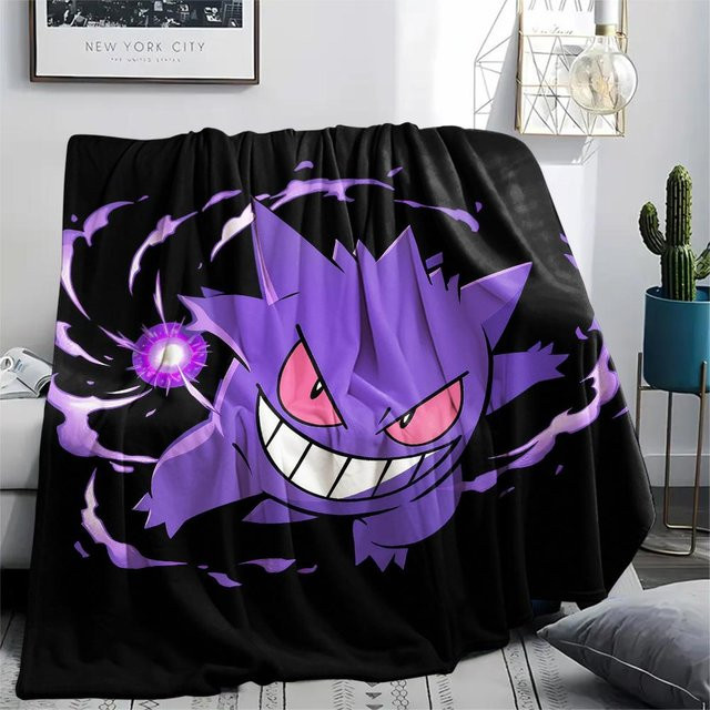 HAPPYDAYSET Flanelldecke mit Gengar Muster in Lila, B/H: 80 x 120 cm - Bild 1
