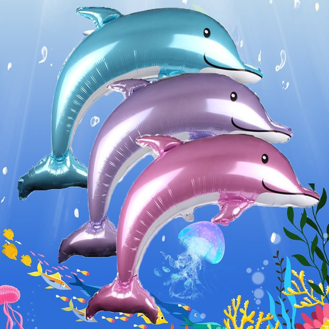 3 Stück XXL Delfin-Folienballons in Pink für deine Geburtstags-, Hochzeits- oder Ozean-Party-Dekoration, Höhe: 118 cm - Bild 1