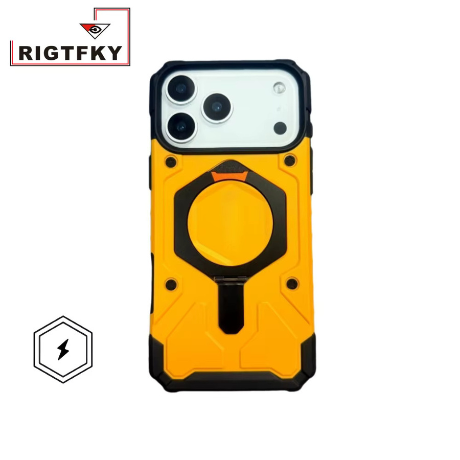 RIGTFKY Stoßfeste Rüstungs-Handyhülle für iPhone mit magnetischer Halterung und Standfunktion in Transparent oder Weiß - Bild 7