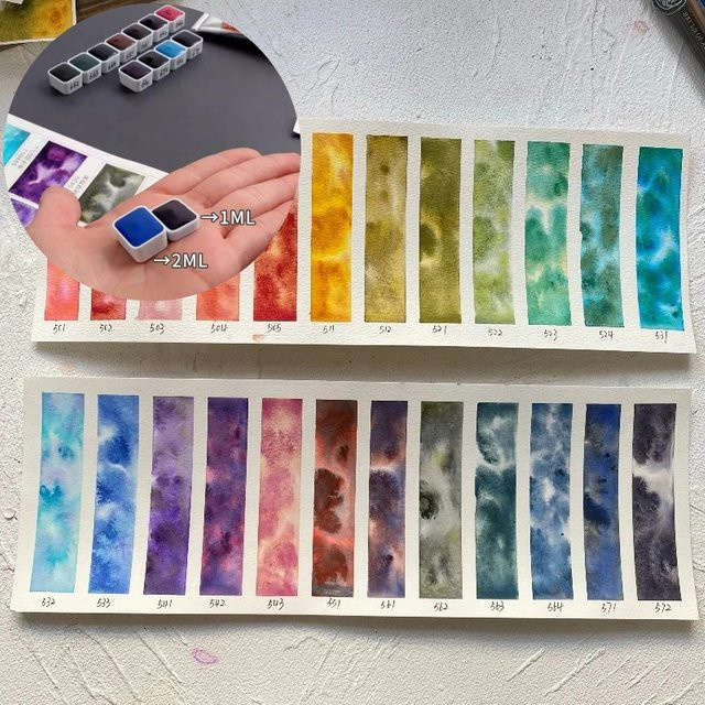Holbein Aquarellfarben Set mit 24 Farben in der praktischen Probiergröße 1/2 ml Multicolor - Bild 1