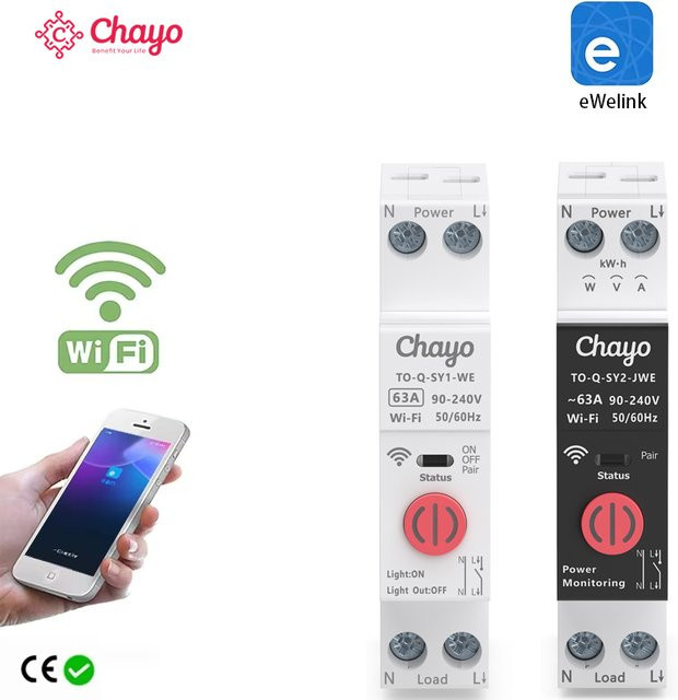 Ewelink Chayo WLAN Smart Switch 1P+N 63A mit kWh-Messung und Timer in Weiß - Bild 1