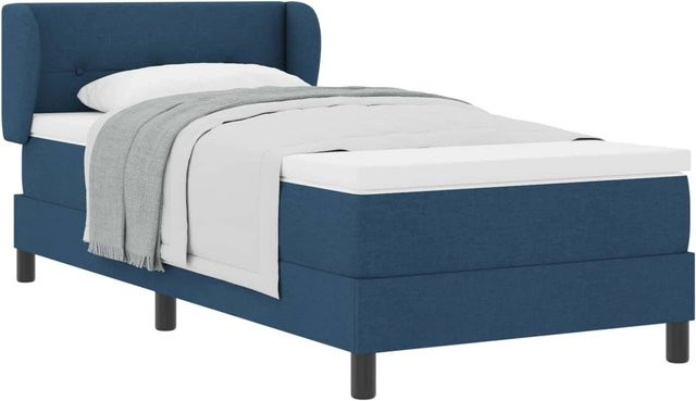 vidaXL Boxspringbett mit Matratze und Kopfteil in Blau, B/T/H: 90 x 200 x 140 cm - Bild 1