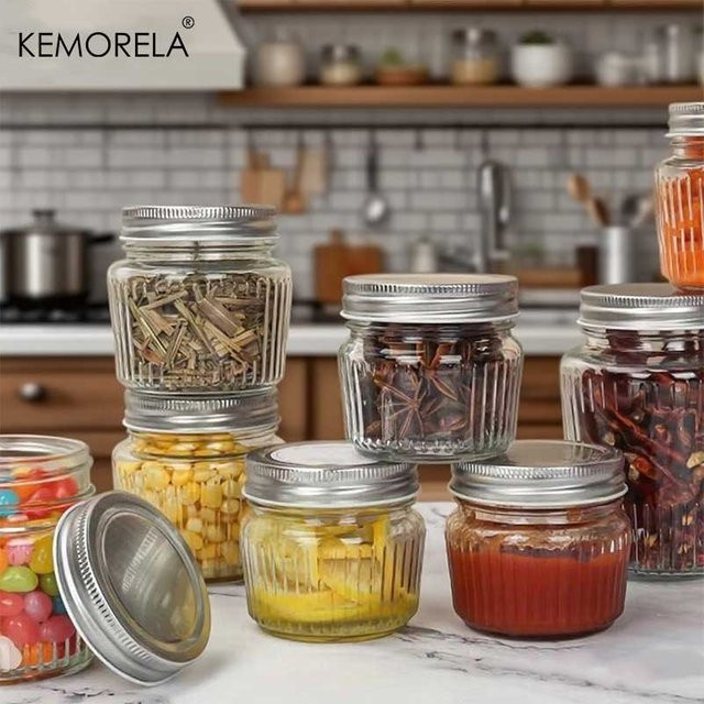 KEMORELA Lebensmittel-Vorratsdosen aus Glas, luftdichte und auslaufsichere Küchenkanister für Getreide, Mehl, Zucker und Kaffee, BPA-frei, transparent - Bild 1