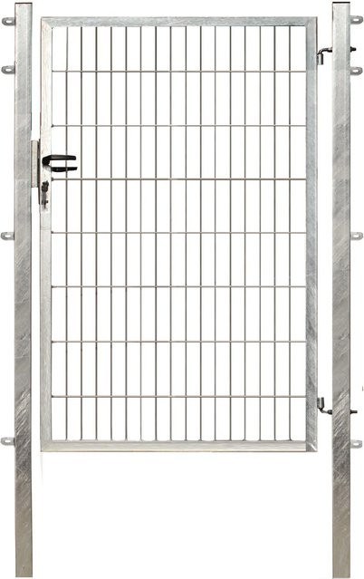 Einzeltor für Doppelstabmattenzaun aus Metall, Farbe: Silber, Breite: 160 cm, Höhe: 100 cm - Bild 1