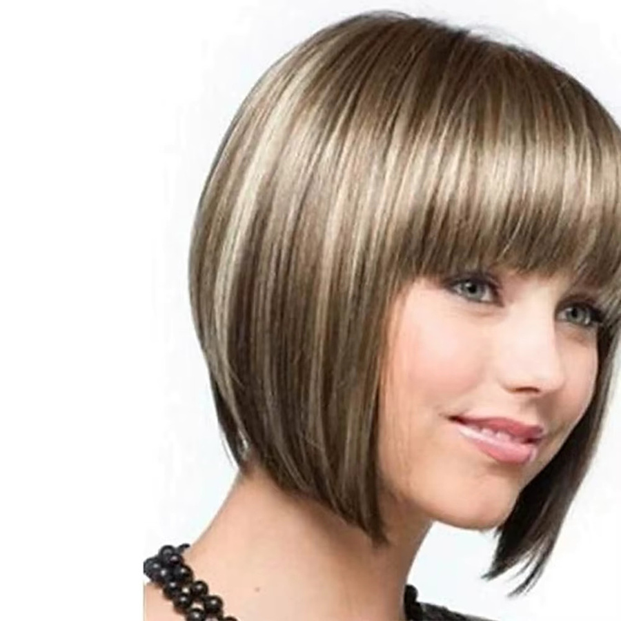 HAIRJOY Bob-Perücke aus synthetischem Haar, kurz, glatt, braun, blond, Damen - Bild 2