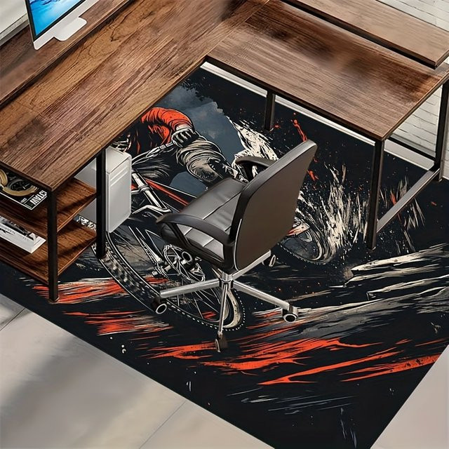 VIKAMA Offroad-Radfahrer Teppich in Multicolour, rechteckig, fleckenresistent und rutschfest für Wohnzimmer, Schlafzimmer oder Home-Office - Bild 1