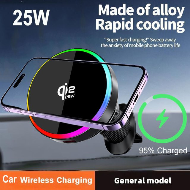 KEBETEME Kabelloses Auto-Ladegerät 25W Schnellladestation für MagSafe iPhone, Handyhalterung für Lüftungsschlitz, Schwarz - Bild 1