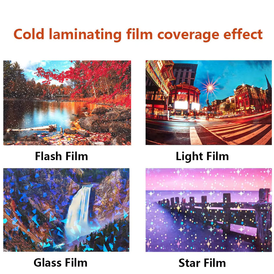 OEING Kaltlaminierfolie mit Hologramm-Effekt in zerbrochener Glas-Optik, 50 Blatt transparente selbstklebende Laminierblätter für Karten, Fotos und Vinyl-Aufkleber - Bild 5