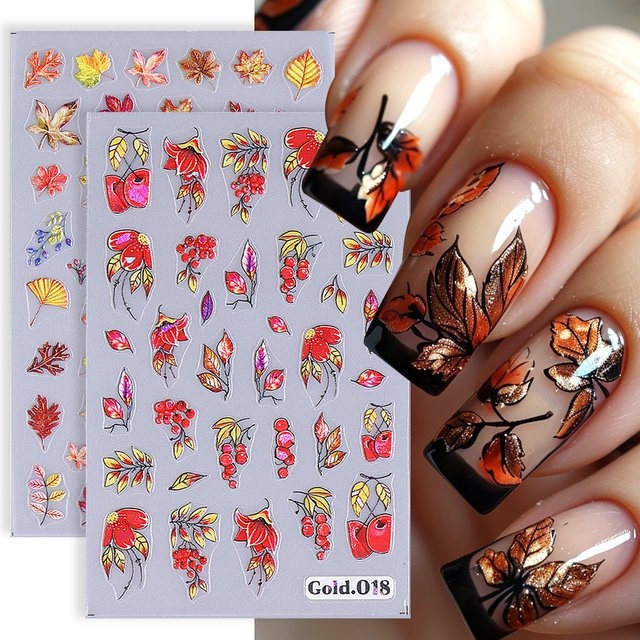 Sweet Trend Nagelaufkleber, Holographisch, Herbst Winter Design, 2 Stück - Bild 1