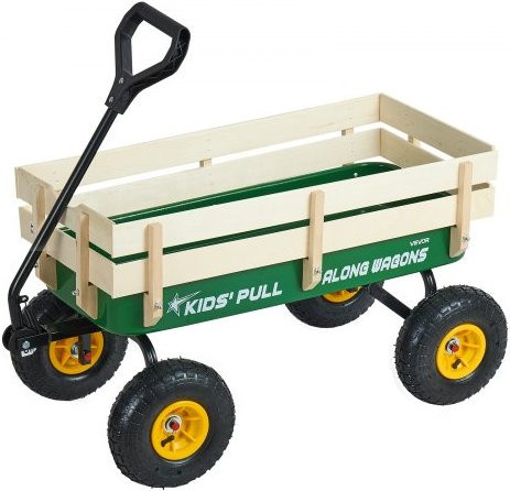 VEVOR Pull-Along Wagon Green mit Wooden Panels & Handle - Bild 1