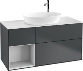 V&B Waschtischunterschrank Finion mit Wandbeleuchtung, Farbe Grau lackiert, Breite: 120 cm, Tiefe: 50,1 cm, Höhe: 50,1 cm - Bild 1