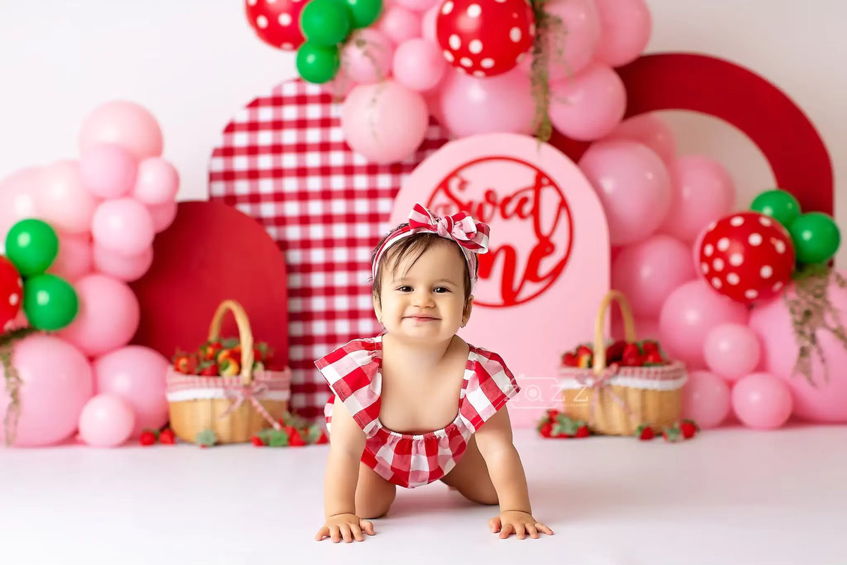 VIKAMA Erdbeer-Schatz-Wandteppich mit floralem Design für Babyparty und Wanddekoration, Mehrfarbig - Bild 2