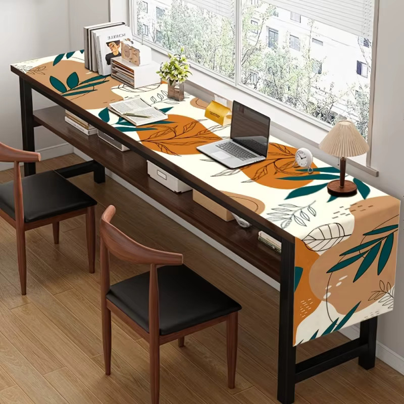 VIKAMA Boho Tischläufer mit geometrischem Design aus Polyester und Leinen, Mid-Century Modern Tischdekoration für Esszimmer und Couchtisch, B: 90,0 cm, T: 33,0 cm - Bild 1