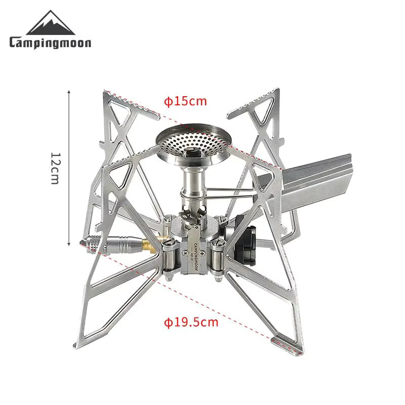 CAMPINGMOON XD-3F Schmetterlingskocher mit elektronischer Zündung in Silber für Camping und Picknick - Bild 1