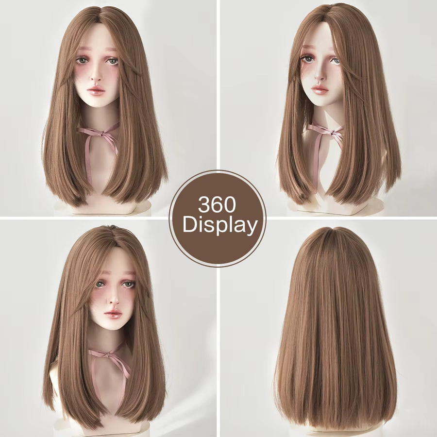 7JHH WIGS Perücke für Damen, honigbraun, schulterlang, synthetisch - Bild 3