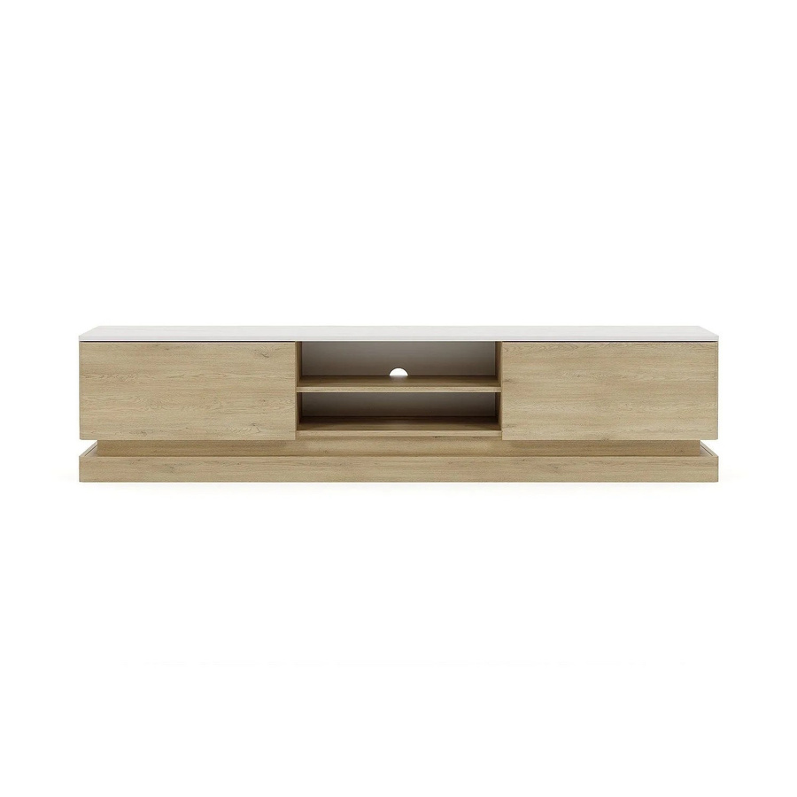 Vente-unique TV-Board Devika in Naturfarben Hell und Weiß mit Marmoroptik, Breite: 190 cm, Höhe: 44 cm, Tiefe: 40 cm - Bild 2