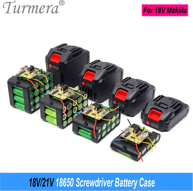 Turmera Batteriegehäuse Halter für 18 V und 21 V Bohrmaschinen und Schraubendreher mit 5S 50A BMS und geschweißtem Nickel für 6 Ah bis 14 Ah Verwendung - Bild 1