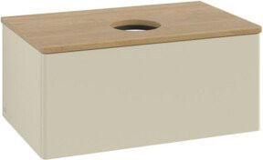 V&B Waschtischunterschrank Antao ohne Frontstruktur, Eiche honig, Grau lackiert, B/T/H: 80 x 50 x 36 cm - Bild 1