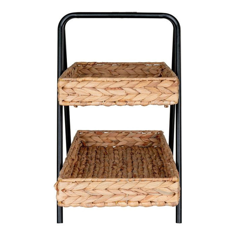 House Nordic Dekorationstablett aus Wasserhyazinthe, Metall und Holz in Schwarz und Braun, B/T/H: 42 x 23 x 43,5 cm - Bild 4