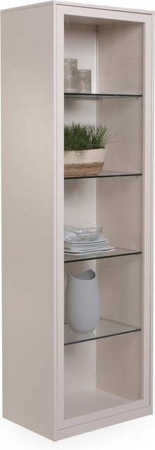 Vitrine arena ARCOS in Beige mit Glastüren, integrierter Beleuchtung und Regalen, B/T/H: 56 x 40 x 182 cm - Bild 1
