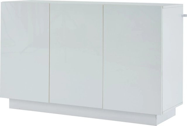 okwish Sideboard mit LED-Beleuchtung in Weiß, modern und glänzend, B/T/H: 120 x 40 x 75 cm - Bild 1