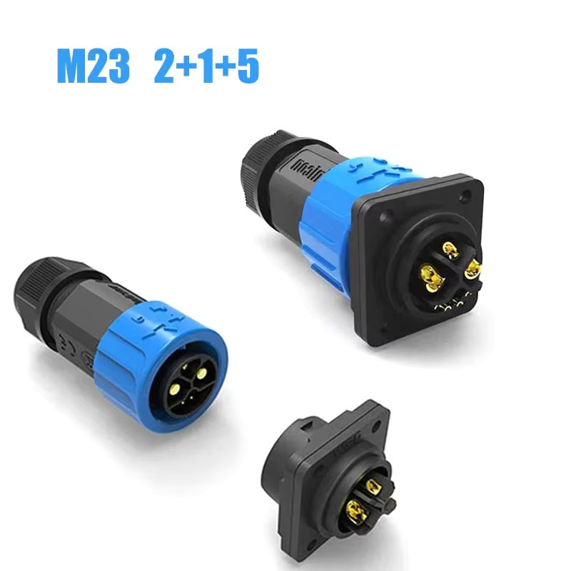 Elektrisches Motorrad Ladekabel mit M23 8Pin Anschluss für E-Bike Lithium-Batterie IP67 Schutzklasse 50A 2+1+5 Steckdose männlich und weiblich - Bild 2
