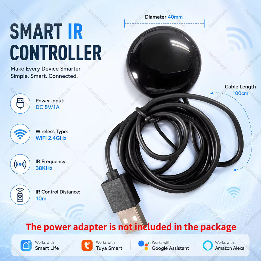 Tuya WiFi IR-Fernbedienung für Smart Home Automation in Schwarz, universelle Infrarot-Steuerung kompatibel mit Alexa und Google Home - Bild 5