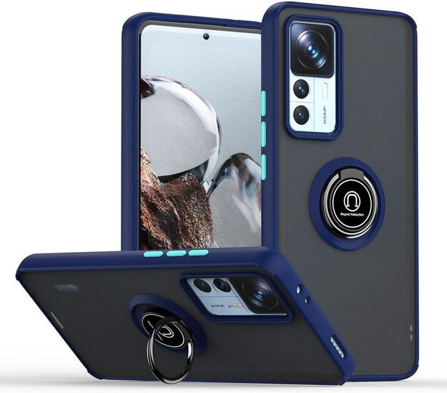 KEYSION Matte Handyhülle mit Ringständer für Xiaomi 12T Pro 5G, Xiaomi 11T Pro und Redmi K50 Ultra, Transparent Navy Blau, stoßfest - Bild 1