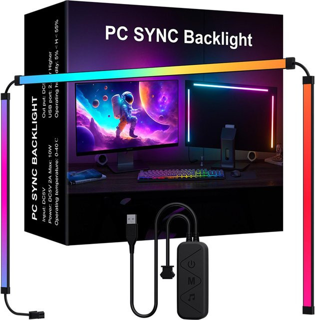 TOMTOP JMS RGB Phantom Ambiance LED-Lichtleiste mit Musikrhythmus-Synchronisation und dynamischer Lichtsteuerung, Multicolour, 27 inch - Bild 1