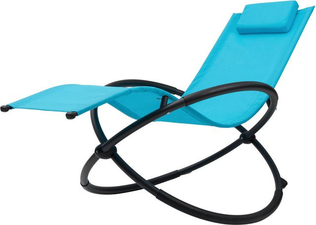 OUTFLEXX Schaukelsessel aus Aluminium und Textilene in Anthrazit Matt/Blau inklusive Kopfkissen, B/T/H: 144 x 73 x 89 cm - Bild 1