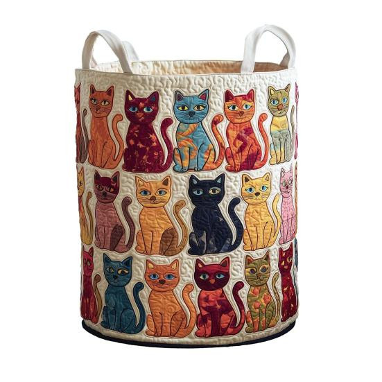 Faltbarer Boho Wäschekorb aus Polyester mit Katzen-Design von Hercules zur Aufbewahrung von Kleidung und Spielzeug - Bild 9
