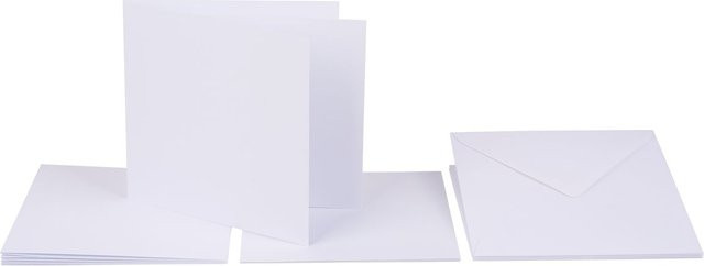 Folia Doppelkarten mit Umschlägen und Einlegeblättern, Weiß, B/T/H: 13,5 x 13,5 x 13,5 cm, 220g/m² - Bild 1