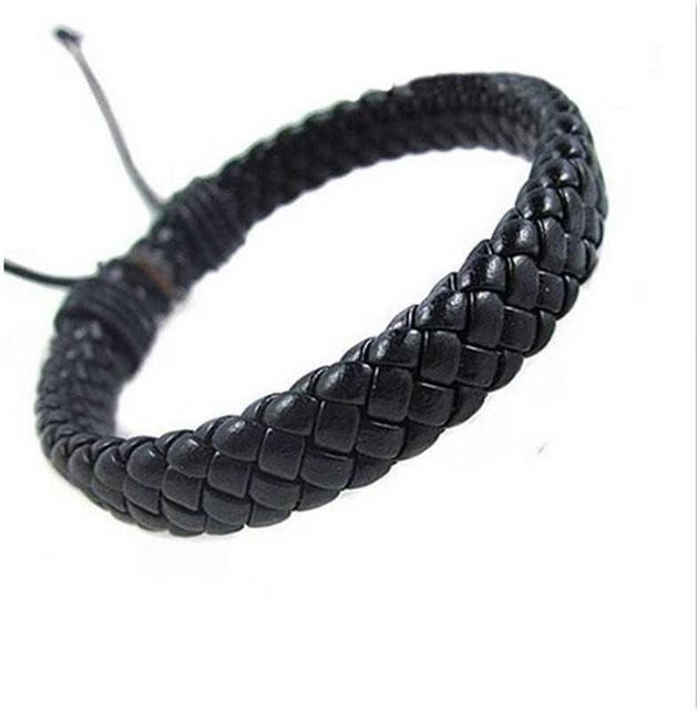 BVC Lederarmband, geflochtenes Seil, schwarz, Unisex - Bild 1