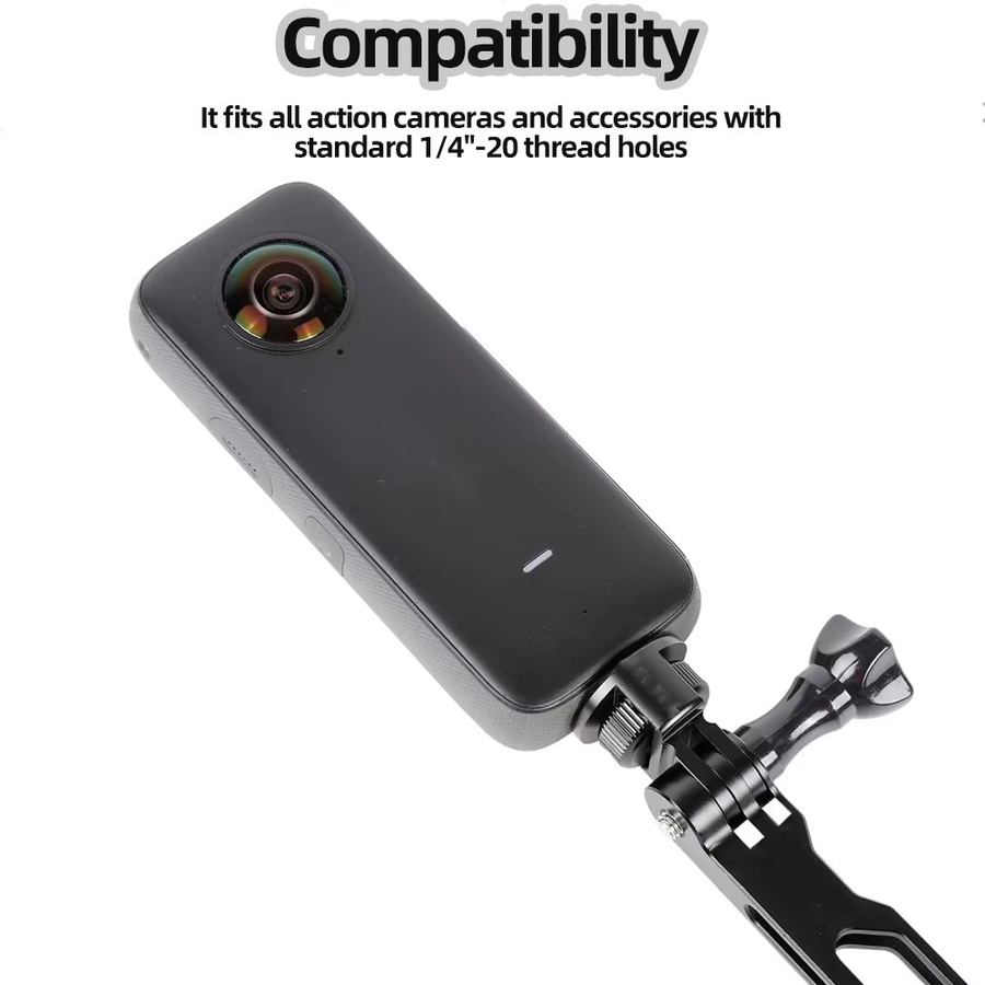 EXSKOF 1/4 Zoll Adapter Stativhalterung aus Aluminiumlegierung in Schwarz für GoPro Hero 13 12 11 10 9 8 SJCAM Insta360 AKASO DJI Osmo Action Kamerazubehör - Bild 3