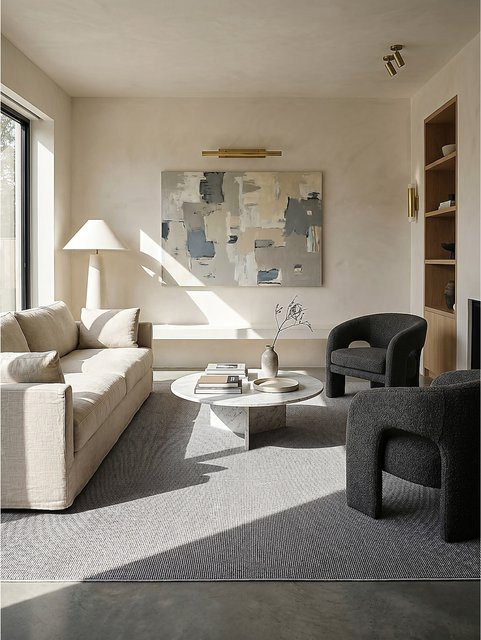 Kadima Design Niederflor-Teppich Uni Beige, B/T: 133 x 133 cm - Bild 1