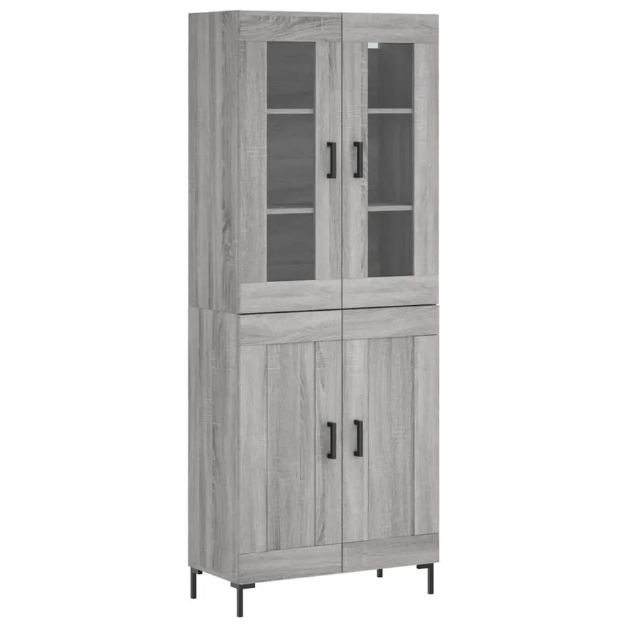 vidaXL Highboard Grau Sonoma mit Glastüren und Regalen, B/T/H: 69,5 x 34,0 x 180,0 cm - Bild 2