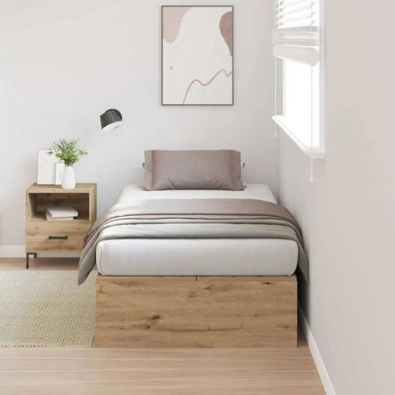 Vidaxl Funktionsbett mit Speicher in Eiche Natur Braun, Modern und Minimalistisch, B/T/H: 200 x 100 x 31.5 cm - Bild 1