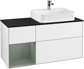 V&B Waschtischunterschrank Finion mit Abdeckplatte und Regal links, Farbe Weiß lackiert, Breite: 120 cm, Tiefe: 50,1 cm, Höhe: 50,1 cm - Bild 1