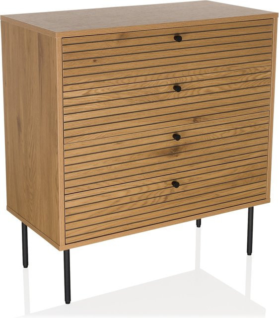 hjh LIVING Kommode LINNO K in Eiche mit Rillen-Optik, Farbe: Braun - Bild 1